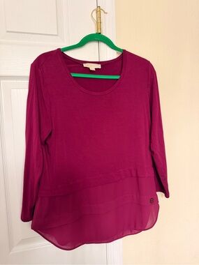 Michael Kors Berry Layered Long-Sleeve Tee size L